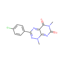 Cn1nc(-c2ccc(Cl)cc2)nc2c(=O)n(C)c(=O)nc1-2 ZINC000000267651