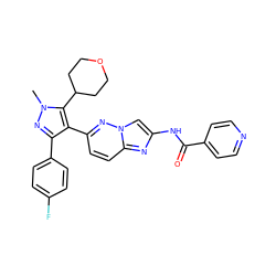 Cn1nc(-c2ccc(F)cc2)c(-c2ccc3nc(NC(=O)c4ccncc4)cn3n2)c1C1CCOCC1 ZINC001772602964