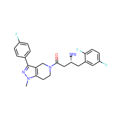 Cn1nc(-c2ccc(F)cc2)c2c1CCN(C(=O)C[C@H](N)Cc1cc(F)ccc1F)C2 ZINC000014948962