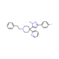 Cn1nc(-c2ccc(F)cc2)cc1C1(c2ccccn2)CCN(CCc2ccccc2)CC1 ZINC000072317990