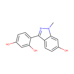 Cn1nc(-c2ccc(O)cc2O)c2ccc(O)cc21 ZINC000013586322