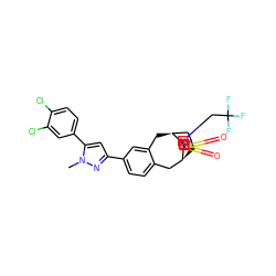 Cn1nc(-c2ccc3c(c2)C[C@H]2CC[C@@H](C3)[C@]23CN(CC(F)(F)F)S(=O)(=O)N3)cc1-c1ccc(Cl)c(Cl)c1 ZINC000044404641