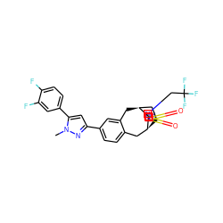 Cn1nc(-c2ccc3c(c2)C[C@H]2CC[C@@H](C3)[C@]23CN(CC(F)(F)F)S(=O)(=O)N3)cc1-c1ccc(F)c(F)c1 ZINC000044416802