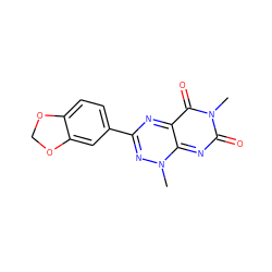 Cn1nc(-c2ccc3c(c2)OCO3)nc2c(=O)n(C)c(=O)nc1-2 ZINC000000800346