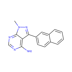 Cn1nc(-c2ccc3ccccc3c2)c2c(N)ncnc21 ZINC000020149030