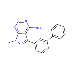 Cn1nc(-c2cccc(-c3ccccc3)c2)c2c(N)ncnc21 ZINC000064564473