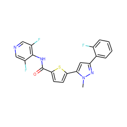 Cn1nc(-c2ccccc2F)cc1-c1ccc(C(=O)Nc2c(F)cncc2F)s1 ZINC000142660915