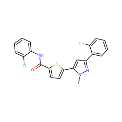 Cn1nc(-c2ccccc2F)cc1-c1ccc(C(=O)Nc2ccccc2Cl)s1 ZINC000142598334