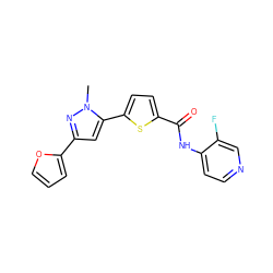 Cn1nc(-c2ccco2)cc1-c1ccc(C(=O)Nc2ccncc2F)s1 ZINC000142669398