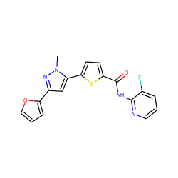 Cn1nc(-c2ccco2)cc1-c1ccc(C(=O)Nc2ncccc2F)s1 ZINC000142587490