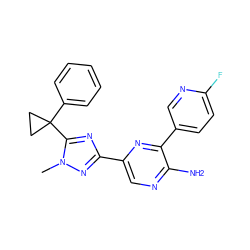 Cn1nc(-c2cnc(N)c(-c3ccc(F)nc3)n2)nc1C1(c2ccccc2)CC1 ZINC001772622196