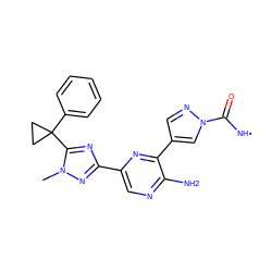 Cn1nc(-c2cnc(N)c(-c3cnn(C([NH])=O)c3)n2)nc1C1(c2ccccc2)CC1 ZINC001772644867