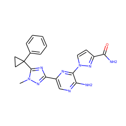 Cn1nc(-c2cnc(N)c(-n3ccc(C(N)=O)n3)n2)nc1C1(c2ccccc2)CC1 ZINC001772650109