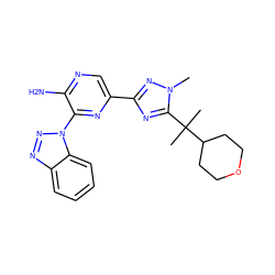 Cn1nc(-c2cnc(N)c(-n3nnc4ccccc43)n2)nc1C(C)(C)C1CCOCC1 ZINC001772623792