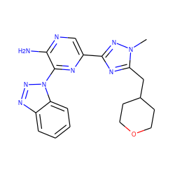 Cn1nc(-c2cnc(N)c(-n3nnc4ccccc43)n2)nc1CC1CCOCC1 ZINC001772630069