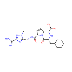 Cn1nc(C(=N)N)nc1CNC(=O)[C@@H]1C=CCN1C(=O)[C@@H](CC1CCCCC1)NCC(=O)O ZINC000036107709