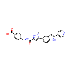 Cn1nc(C(=O)NCc2ccc(C(=O)O)cc2)cc1-c1ccc2[nH]c(-c3ccncc3)cc2c1 ZINC000115831359