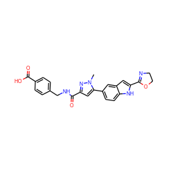 Cn1nc(C(=O)NCc2ccc(C(=O)O)cc2)cc1-c1ccc2[nH]c(C3=NCCO3)cc2c1 ZINC000115830235