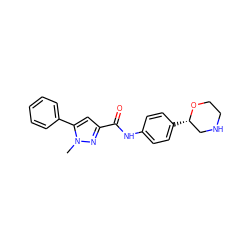 Cn1nc(C(=O)Nc2ccc([C@H]3CNCCO3)cc2)cc1-c1ccccc1 ZINC000150210514