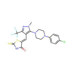 Cn1nc(C(F)(F)F)c(/C=C2\SC(=S)NC2=O)c1N1CCN(c2ccc(Cl)cc2)CC1 ZINC000028822815