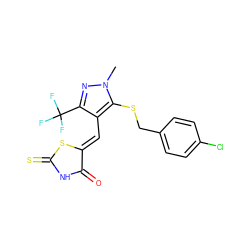 Cn1nc(C(F)(F)F)c(/C=C2\SC(=S)NC2=O)c1SCc1ccc(Cl)cc1 ZINC000028822808