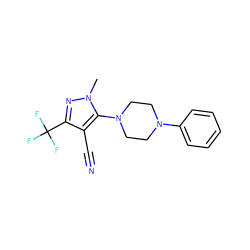 Cn1nc(C(F)(F)F)c(C#N)c1N1CCN(c2ccccc2)CC1 ZINC000003116847