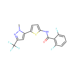 Cn1nc(C(F)(F)F)cc1-c1ccc(NC(=O)c2c(F)cccc2F)s1 ZINC000142611469