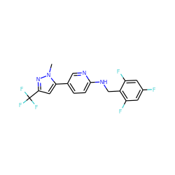 Cn1nc(C(F)(F)F)cc1-c1ccc(NCc2c(F)cc(F)cc2F)nc1 ZINC000150274625