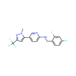 Cn1nc(C(F)(F)F)cc1-c1ccc(NCc2ccc(F)cc2F)nc1 ZINC000149819005