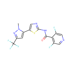 Cn1nc(C(F)(F)F)cc1-c1cnc(NC(=O)c2c(F)cncc2F)s1 ZINC000142677349