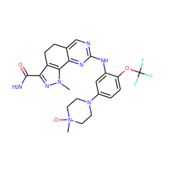 Cn1nc(C(N)=O)c2c1-c1nc(Nc3cc(N4CC[N+](C)([O-])CC4)ccc3OC(F)(F)F)ncc1CC2 ZINC000064528260