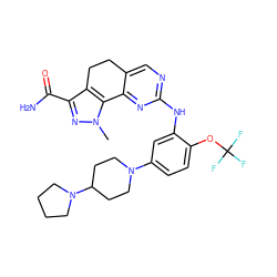 Cn1nc(C(N)=O)c2c1-c1nc(Nc3cc(N4CCC(N5CCCC5)CC4)ccc3OC(F)(F)F)ncc1CC2 ZINC000064527480