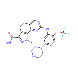 Cn1nc(C(N)=O)c2c1-c1nc(Nc3cc(N4CCNCC4)ccc3OC(F)(F)F)ncc1CC2 ZINC000043196884