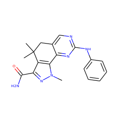 Cn1nc(C(N)=O)c2c1-c1nc(Nc3ccccc3)ncc1CC2(C)C ZINC000042201302