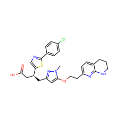 Cn1nc(C[C@@H](CC(=O)O)c2cnc(-c3ccc(Cl)cc3)s2)cc1OCCc1ccc2c(n1)NCCC2 ZINC000003962001