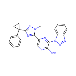 Cn1nc(C2(c3ccccc3)CC2)nc1-c1cnc(N)c(-n2nnc3ccccc32)n1 ZINC001772625413