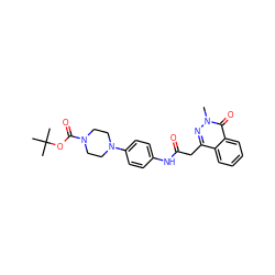 Cn1nc(CC(=O)Nc2ccc(N3CCN(C(=O)OC(C)(C)C)CC3)cc2)c2ccccc2c1=O ZINC000004092750