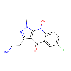 Cn1nc(CCN)c2c(=O)c3cc(Cl)ccc3n(O)c21 ZINC000014959908