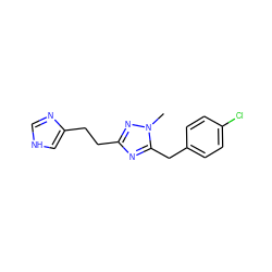 Cn1nc(CCc2c[nH]cn2)nc1Cc1ccc(Cl)cc1 ZINC000027893737