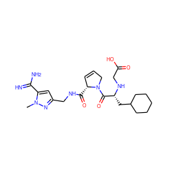 Cn1nc(CNC(=O)[C@@H]2C=CCN2C(=O)[C@@H](CC2CCCCC2)NCC(=O)O)cc1C(=N)N ZINC000036107707