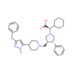 Cn1nc(Cc2ccccc2)cc1C1CCN(C[C@H]2CN([C@@H](C(=O)O)C3CCCCC3)C[C@@H]2c2ccccc2)CC1 ZINC000055646883