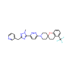 Cn1nc(Cc2cccnc2)nc1-c1ccc(N2CCC3(CCc4c(cccc4C(F)(F)F)O3)CC2)nn1 ZINC000045350391