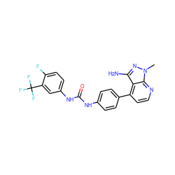 Cn1nc(N)c2c(-c3ccc(NC(=O)Nc4ccc(F)c(C(F)(F)F)c4)cc3)ccnc21 ZINC000034642821