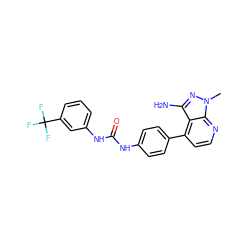 Cn1nc(N)c2c(-c3ccc(NC(=O)Nc4cccc(C(F)(F)F)c4)cc3)ccnc21 ZINC000034661616