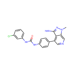 Cn1nc(N)c2c(-c3ccc(NC(=O)Nc4cccc(Cl)c4)cc3)cncc21 ZINC000029129976