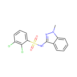 Cn1nc(NS(=O)(=O)c2cccc(Cl)c2Cl)c2ccccc21 ZINC001772624102