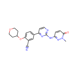 Cn1nc(Nc2nccc(-c3ccc(OC4CCOCC4)c(C#N)c3)n2)ccc1=O ZINC000146549810