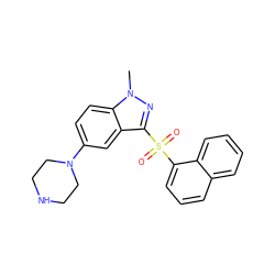 Cn1nc(S(=O)(=O)c2cccc3ccccc23)c2cc(N3CCNCC3)ccc21 ZINC000064454230