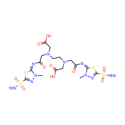 Cn1nc(S(N)(=O)=O)s/c1=N/C(=O)CN(CCN(CC(=O)O)CC(=O)/N=c1/sc(S(N)(=O)=O)nn1C)CC(=O)O ZINC000169290308