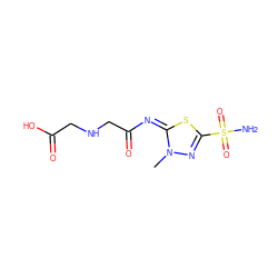 Cn1nc(S(N)(=O)=O)s/c1=N/C(=O)CNCC(=O)O ZINC000013472892